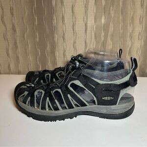 Keen Whisper Women's 8 Waterproof Hiking Close Toed Bungie Slingback Black Green